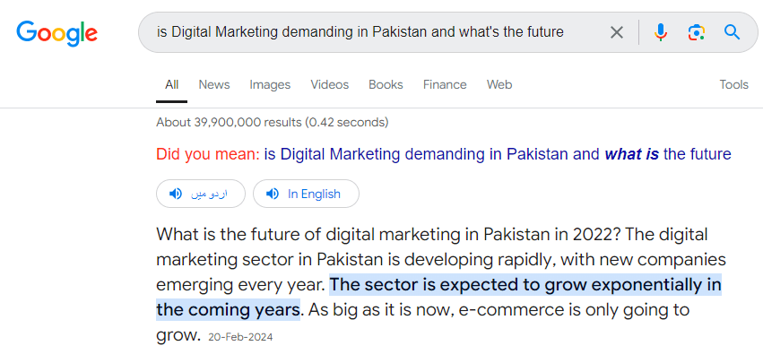 Highlighting the future and the demand of digital marketing in Pakistan.